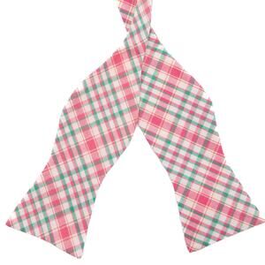 Daniel Cremieux Pink Green Spring Wedding Plaid Self Tie Bow Tie Bowtie